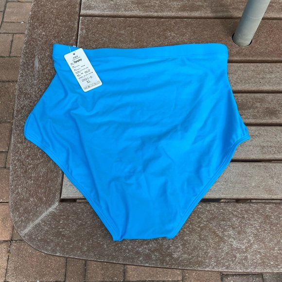 High Waisted Swimsuit Bikini Bottoms Tummy Control XL Blue - Picture 2 of 10